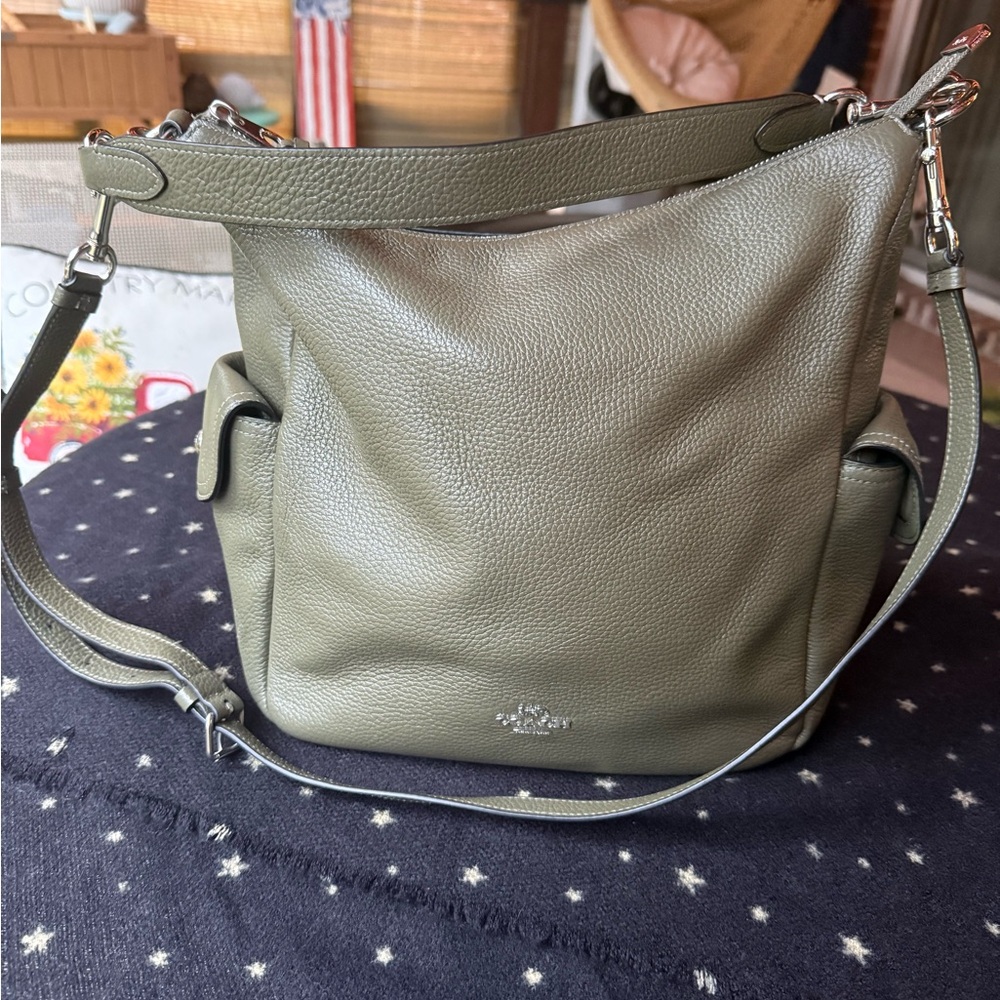 Coach Olive Green Leather Pennie Shoulder Bag